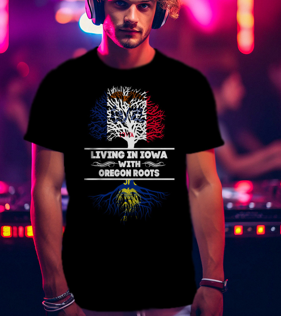 Iowa Pride With Oregon Heritage: Tree And Roots T-Shirt