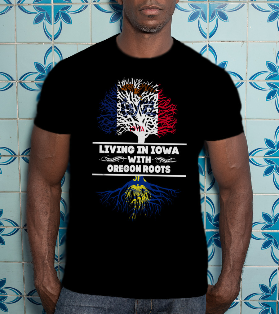 Iowa Pride With Oregon Heritage: Tree And Roots T-Shirt