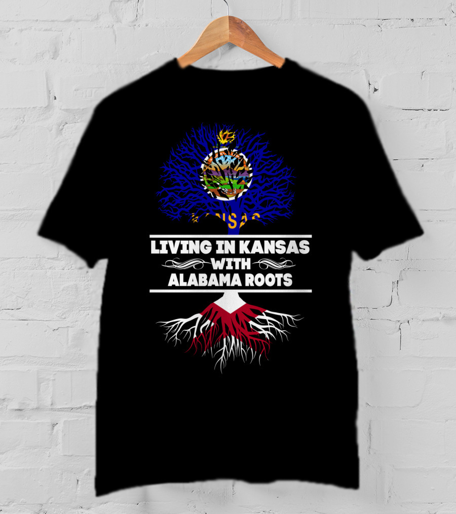Kansas Living With Deep Alabama Heritage Roots Emphasized By Vibrant Tree T-Shirt