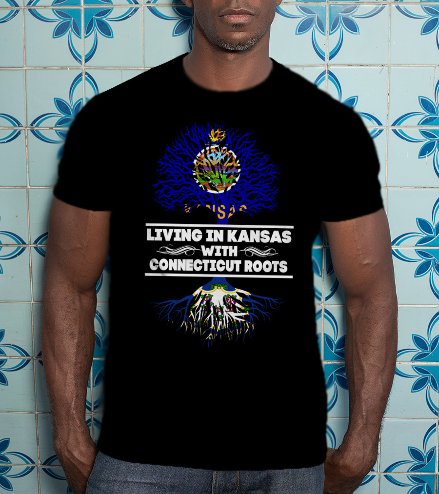Kansas Pride Connecticut Heritage Tree Design With State Flags T-Shirt