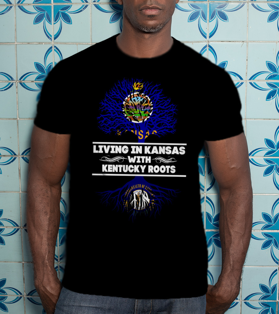 Kansas Life With Deep Kentucky Roots - State Pride Symbolism With Kansas Seal And Kentucky Emblems T-Shirt