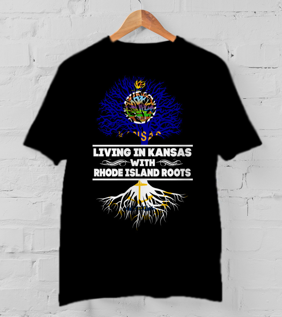 Living In Kansas With Rhode Island Roots Kansas State Seal Tree T-Shirt