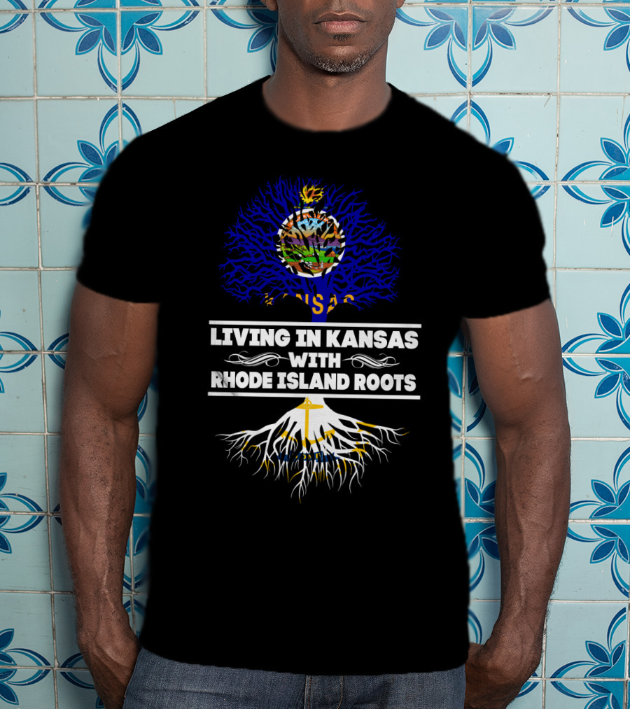 Living In Kansas With Rhode Island Roots Kansas State Seal Tree T-Shirt