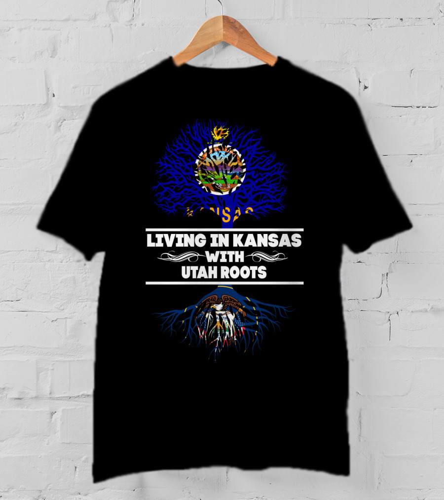 Kansas Pride Meets Utah Heritage: Blending State Symbols And Rooted Connections T-Shirt