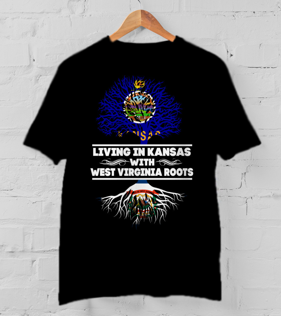 Kansas Home State West Virginia Family Heritage Roots Tree T-Shirt