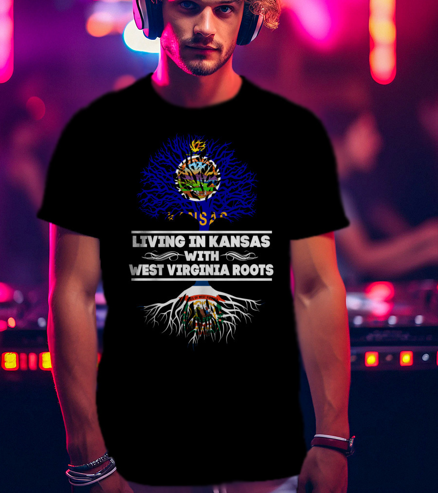 Kansas Home State West Virginia Family Heritage Roots Tree T-Shirt
