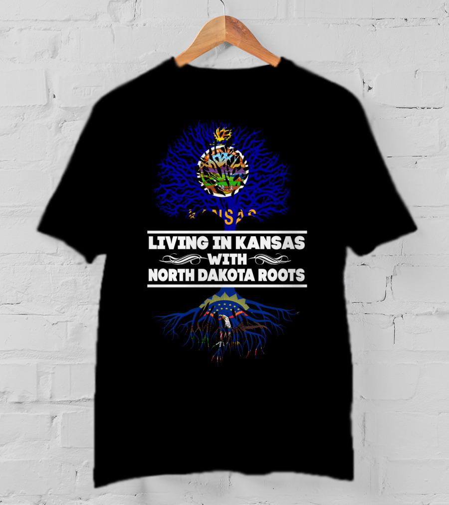 Kansas Life With Deep North Dakota Heritage Featuring State Emblems T-Shirt