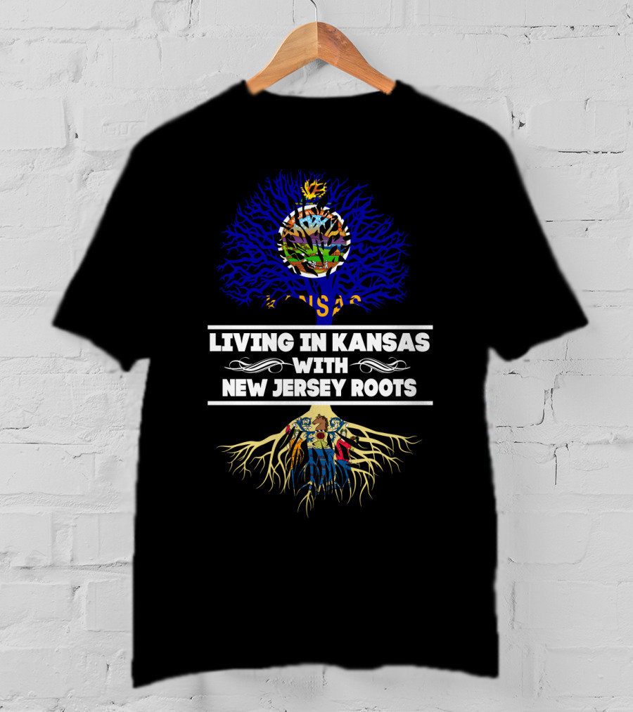 Living In Kansas Embracing New Jersey Roots With State Symbols Tree T-Shirt