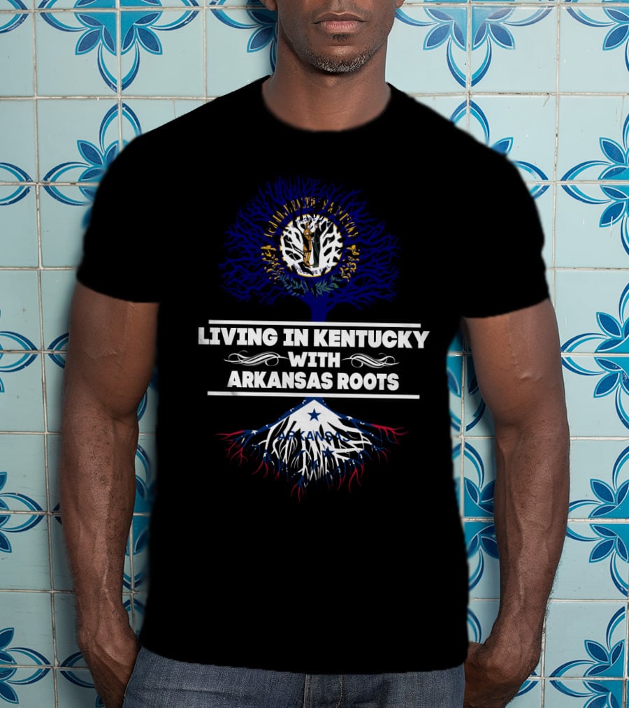 Kentucky And Arkansas Heritage Tree Design With State Roots Connection T-Shirt