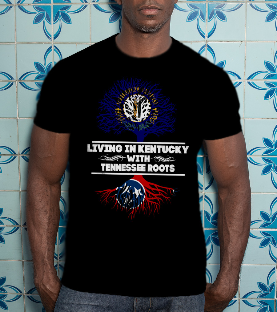 Kentucky Pride With Tennessee Heritage Tree And State Flags Roots T-Shirt