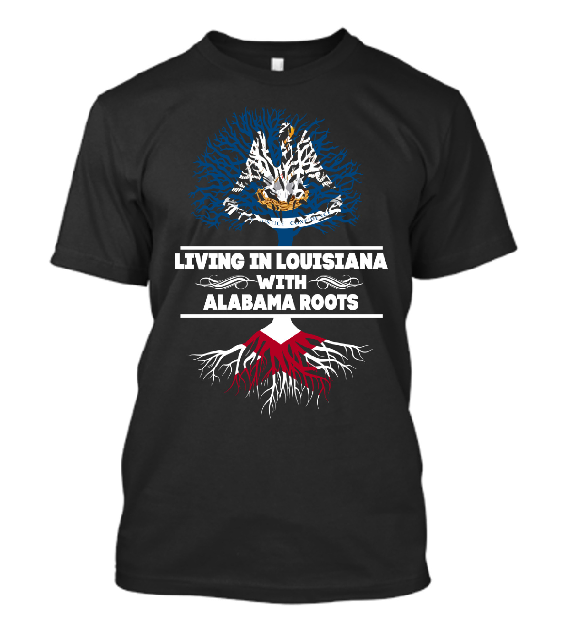 Louisiana Life And Alabama Heritage Meld With Tree And Roots T-Shirt
