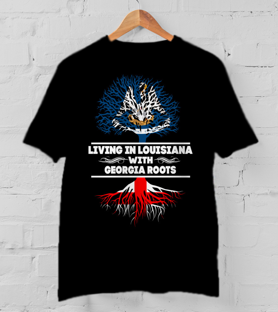 Living In Louisiana With Georgia Roots Pelican Seal Tree T-Shirt