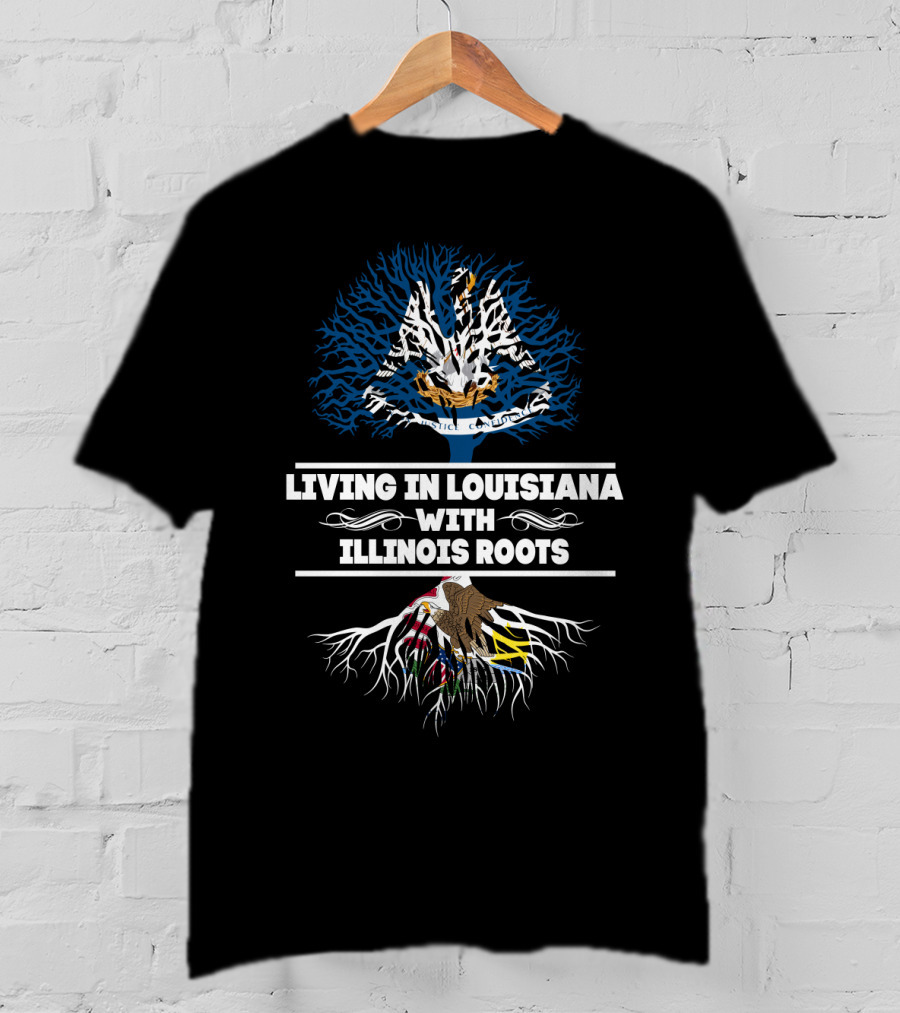 Living In Louisiana With Illinois Roots Pelican And Eagle Tree Symbolism T-Shirt