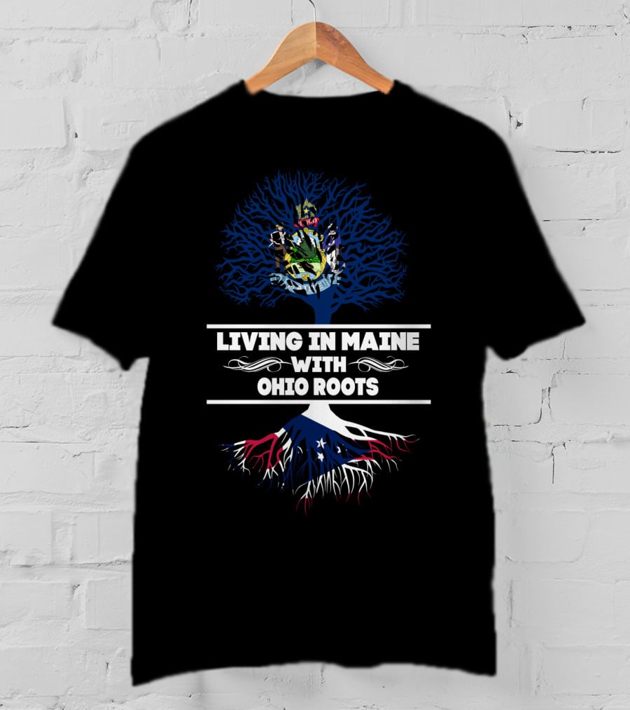Maine Living Ohio Roots Tree With State Symbols T-Shirt