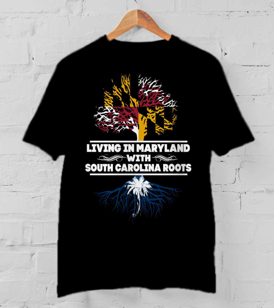 Maryland Flag Tree With South Carolina Palmetto Roots T-Shirt