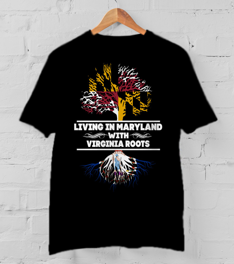 Maryland Pride Virginia Heritage Tree Design With State Flags T-Shirt