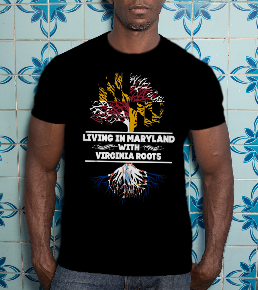 Maryland Pride Virginia Heritage Tree Design With State Flags T-Shirt