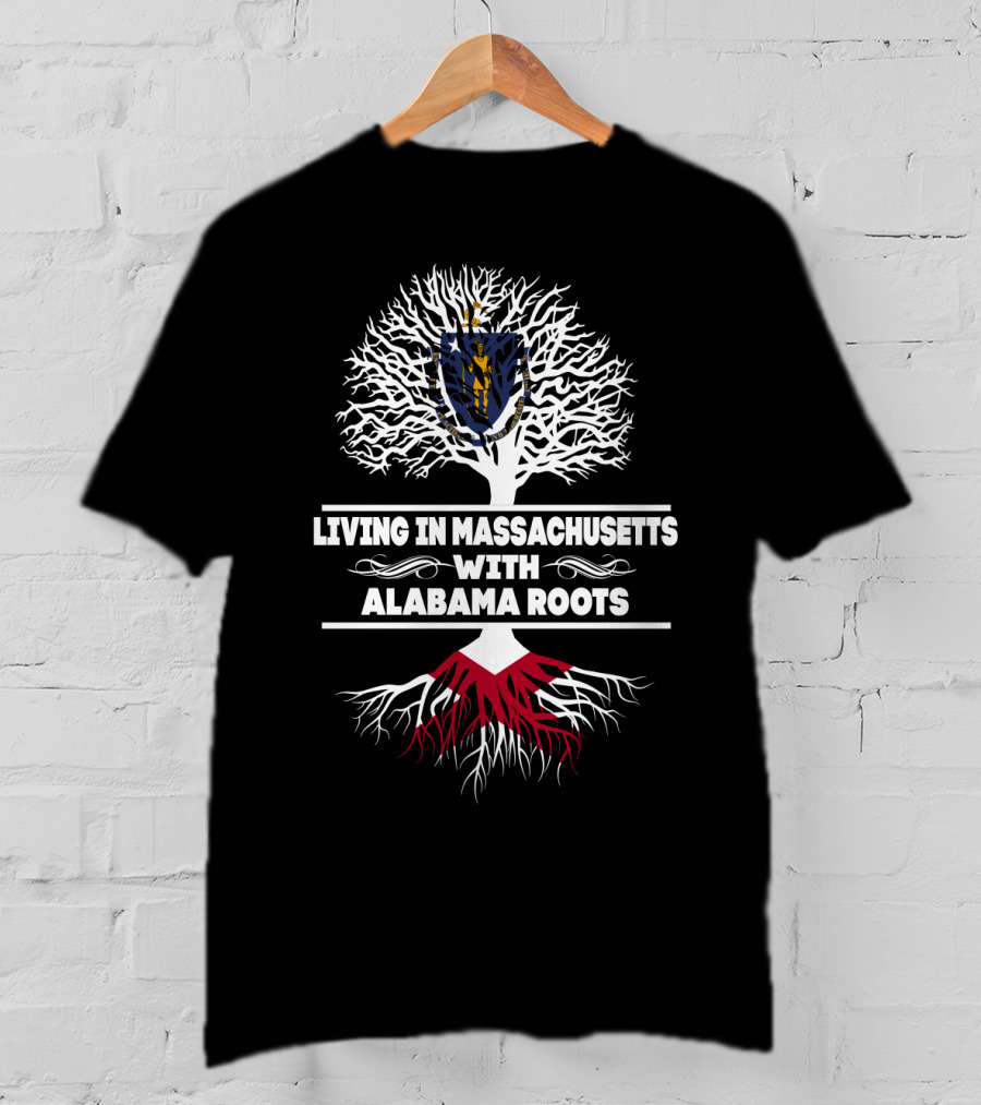 Massachusetts Living Embracing Alabama Heritage Tree T-Shirt