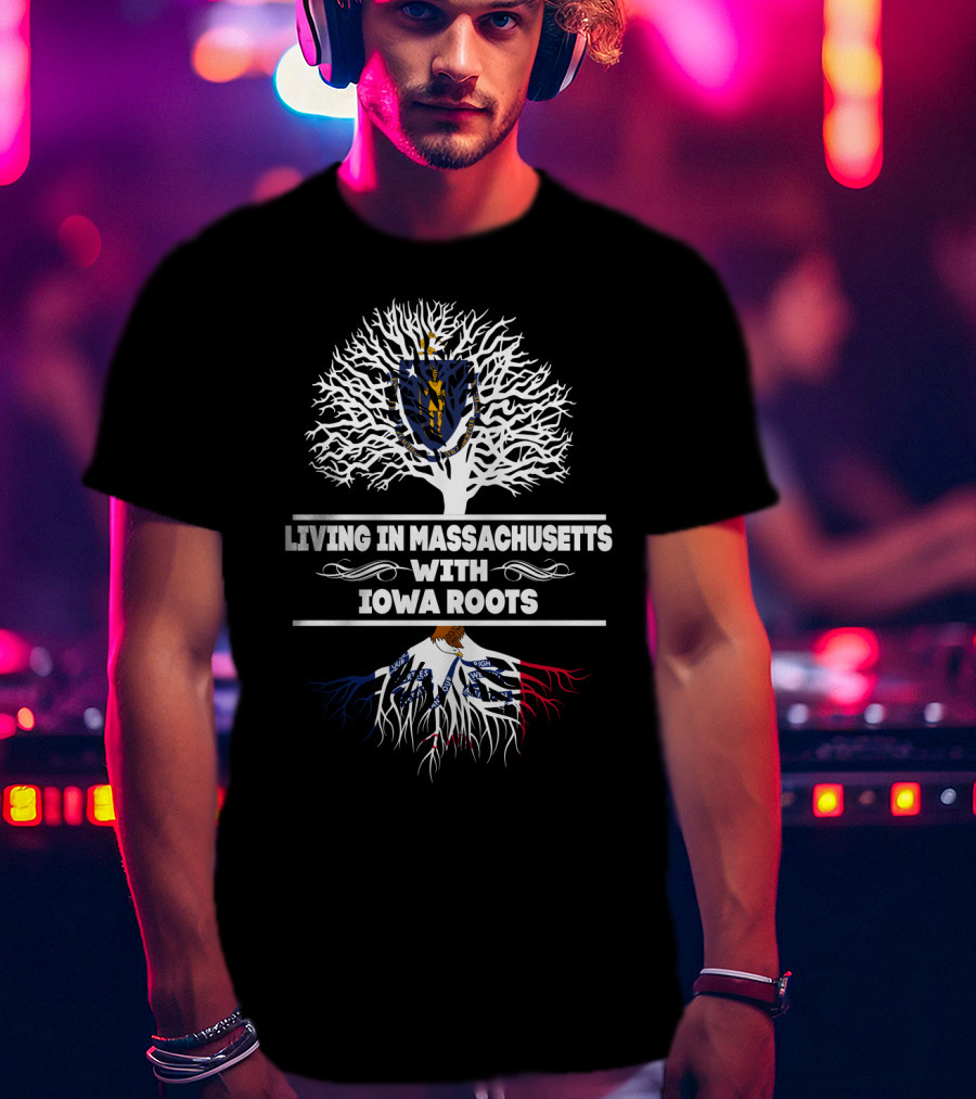 Massachusetts State Pride With Iowa Heritage Tree T-Shirt