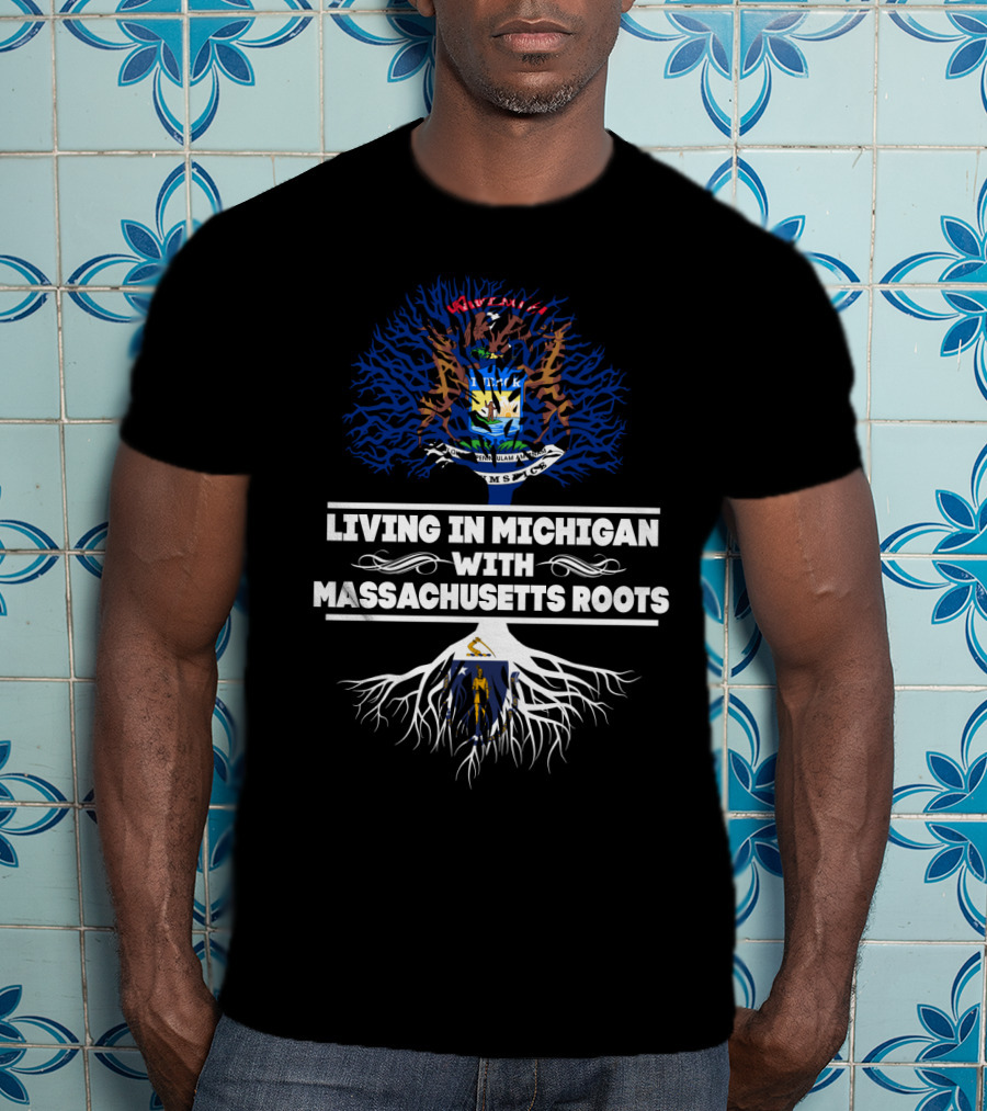Michigan Resident Massachusetts Heritage Family Tree Emblem T-Shirt