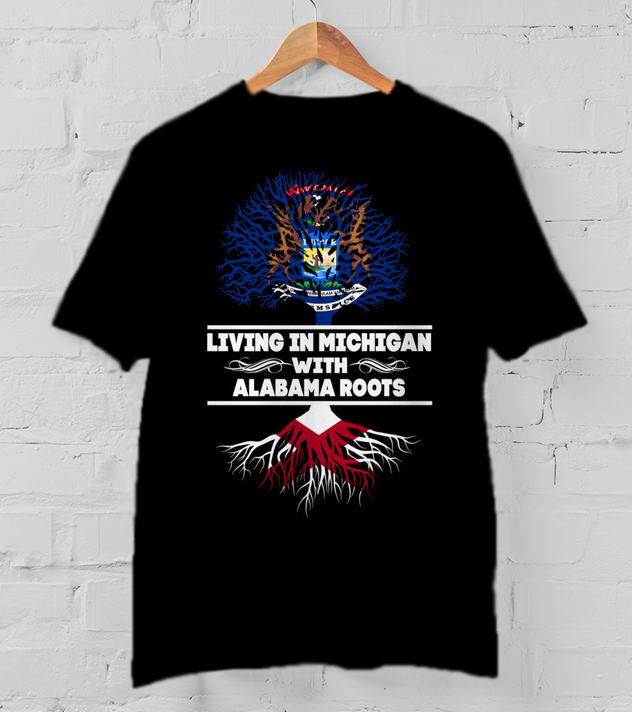 Michigan State Seal Emblem With Alabama Roots T-Shirt
