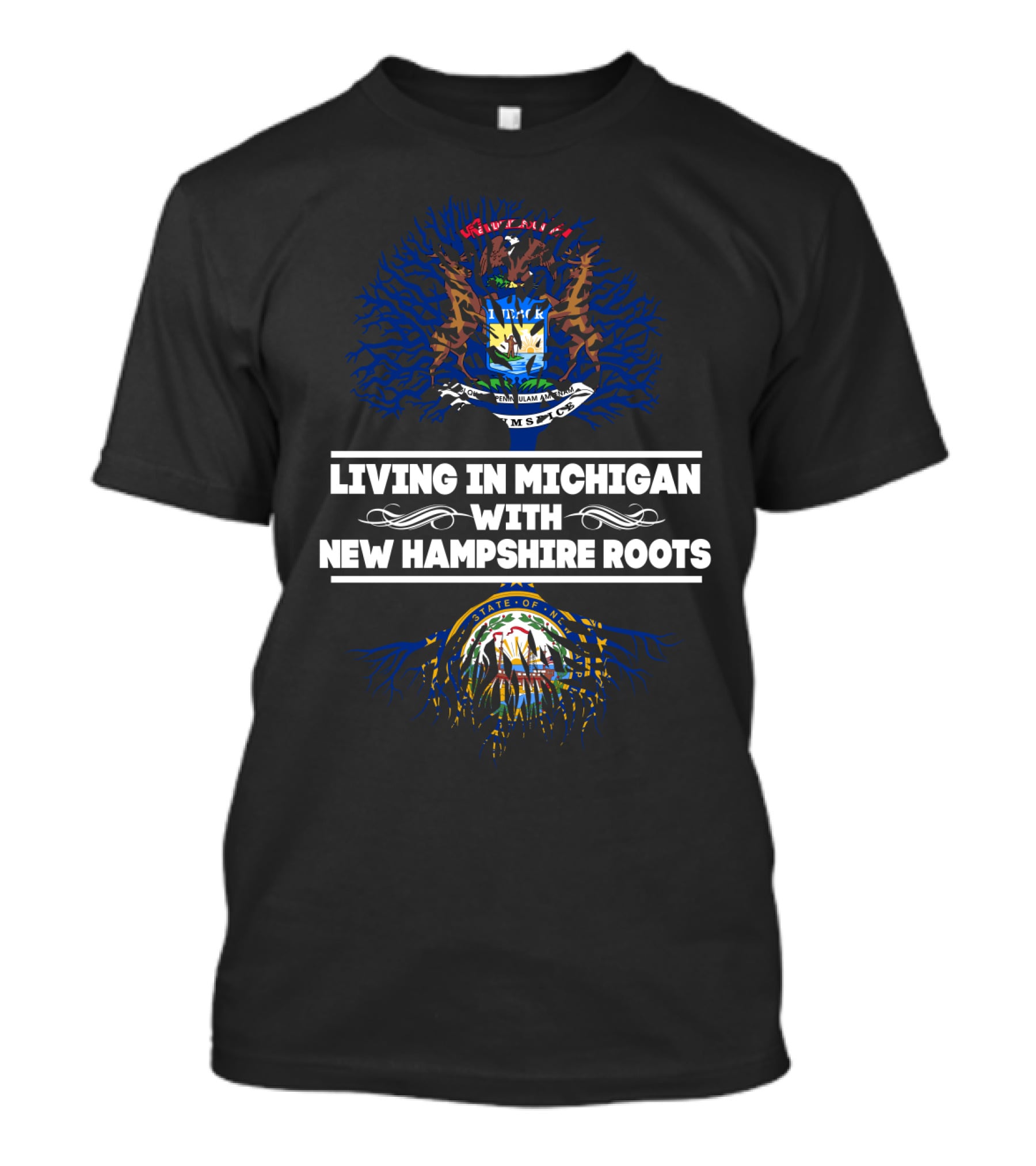 Michigan And New Hampshire Emblematic Heritage: Celebrating Roots And Residency T-Shirt