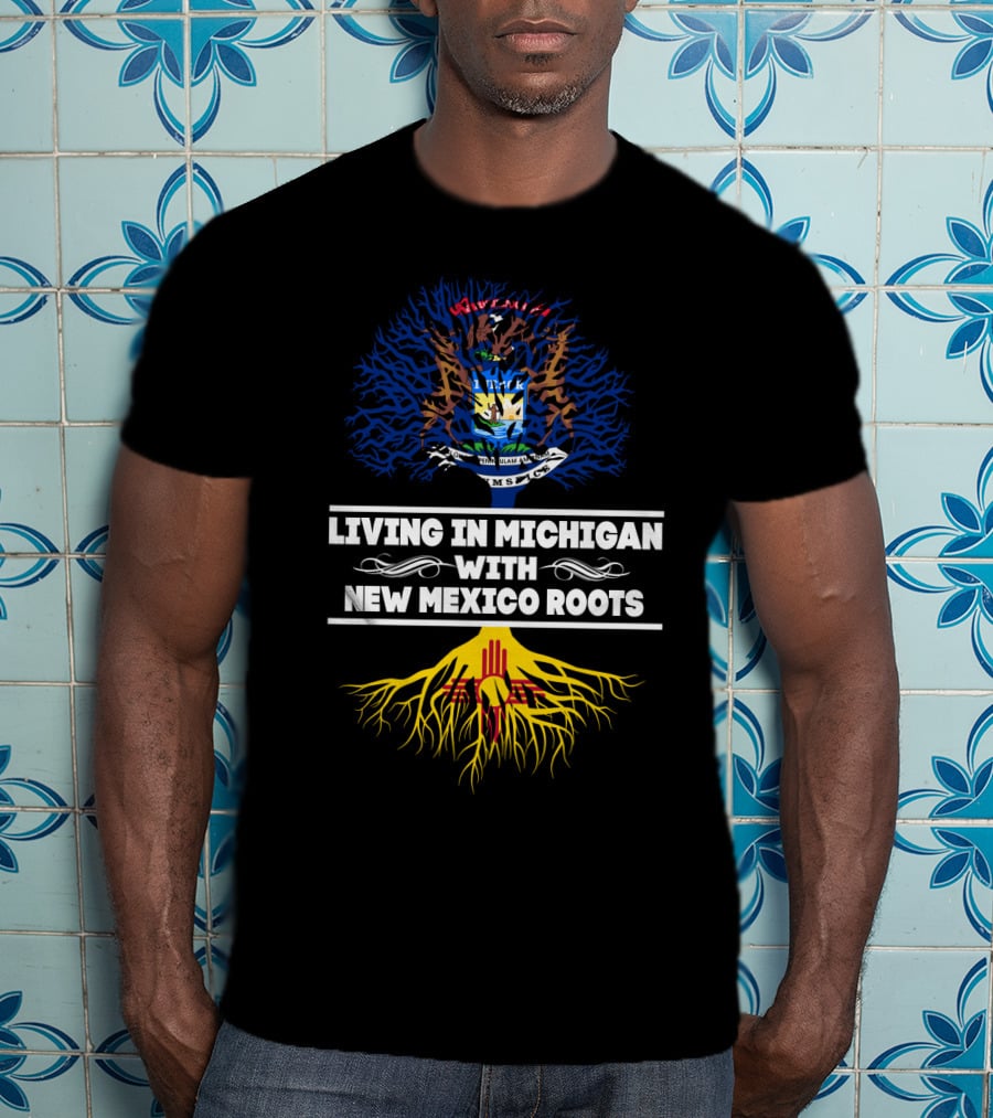 Michigan Life With New Mexico Zia Symbol Roots Heritage T-Shirt