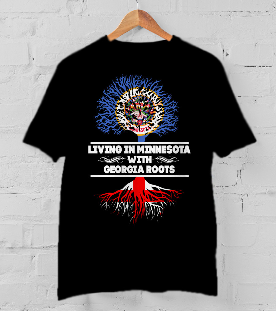 Minnesota Pride With Georgia Heritage Tree Art Featuring State Seals T-Shirt