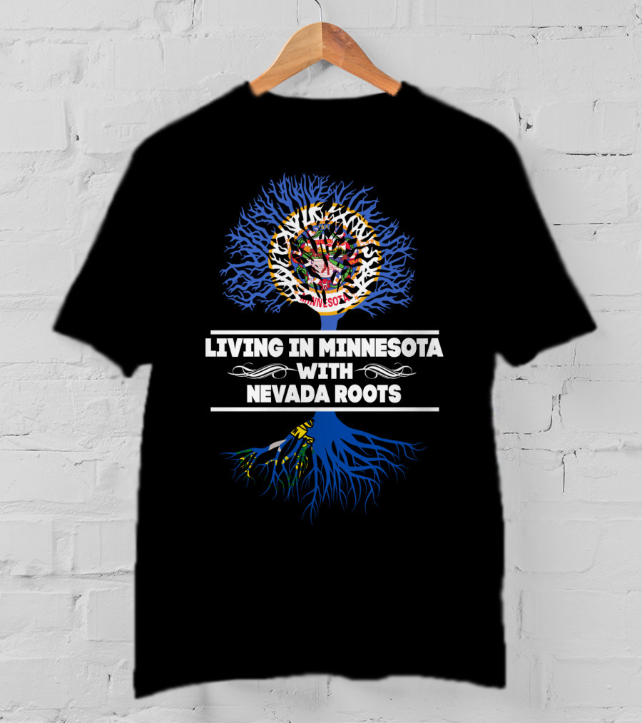 Minnesota Living Nevada Roots Tree With State Flags And Symbolic T-Shirt