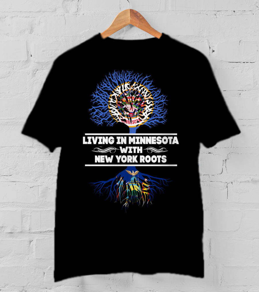 Minnesota Life With New York Heritage Tree Design Featuring State Colors And Symbolism T-Shirt