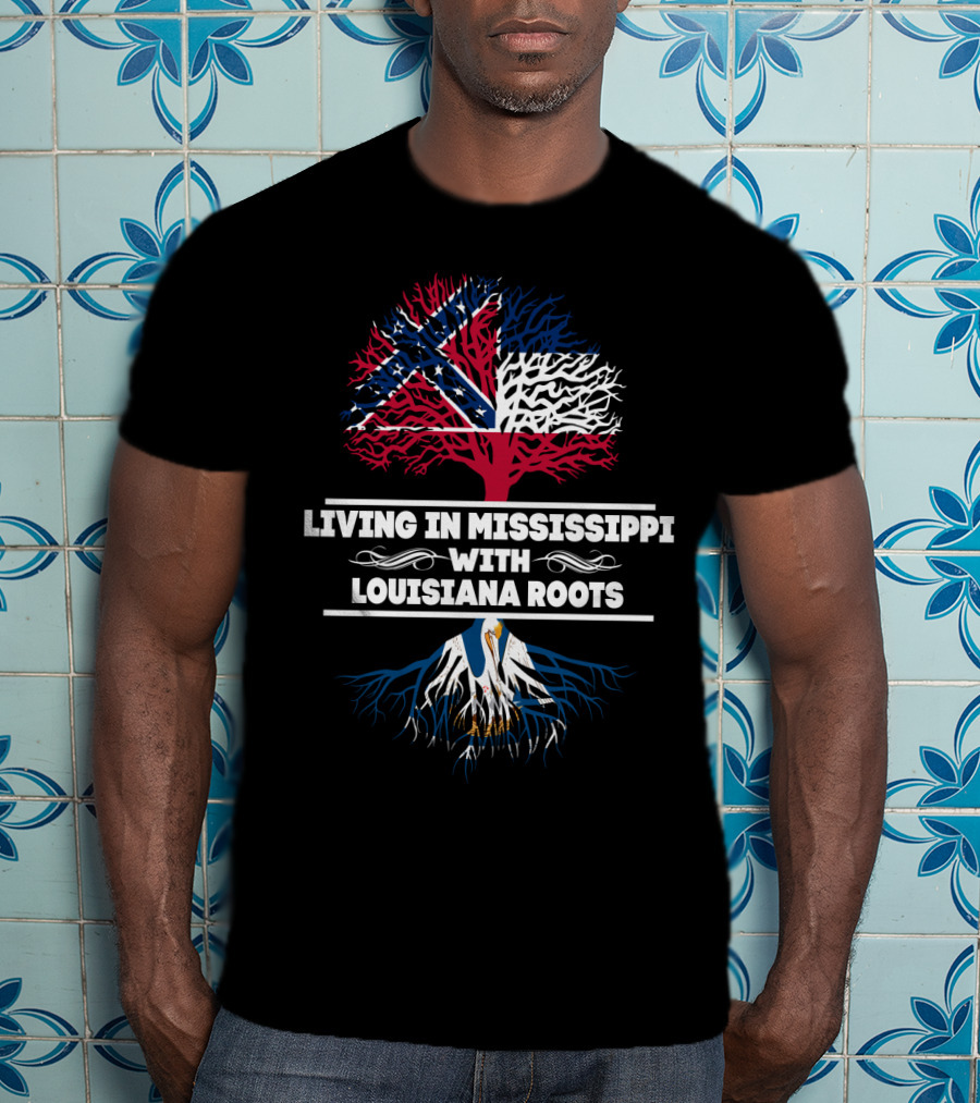 Mississippi Life With Louisiana Heritage Flag Tree T-Shirt