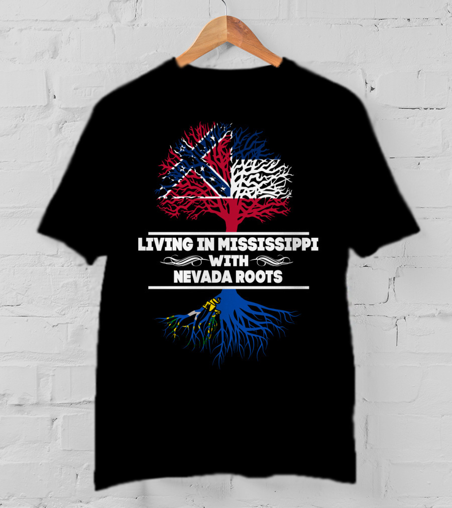 Mississippi State Flag Tree Graphic With Nevada Roots Symbolism T-Shirt
