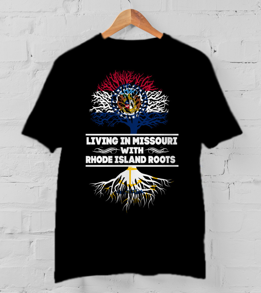 Missouri Pride Blending With Rhode Island Heritage Featuring State Colors And Symbols T-Shirt
