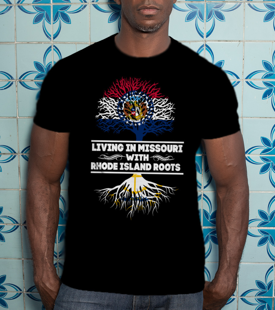 Missouri Pride Blending With Rhode Island Heritage Featuring State Colors And Symbols T-Shirt