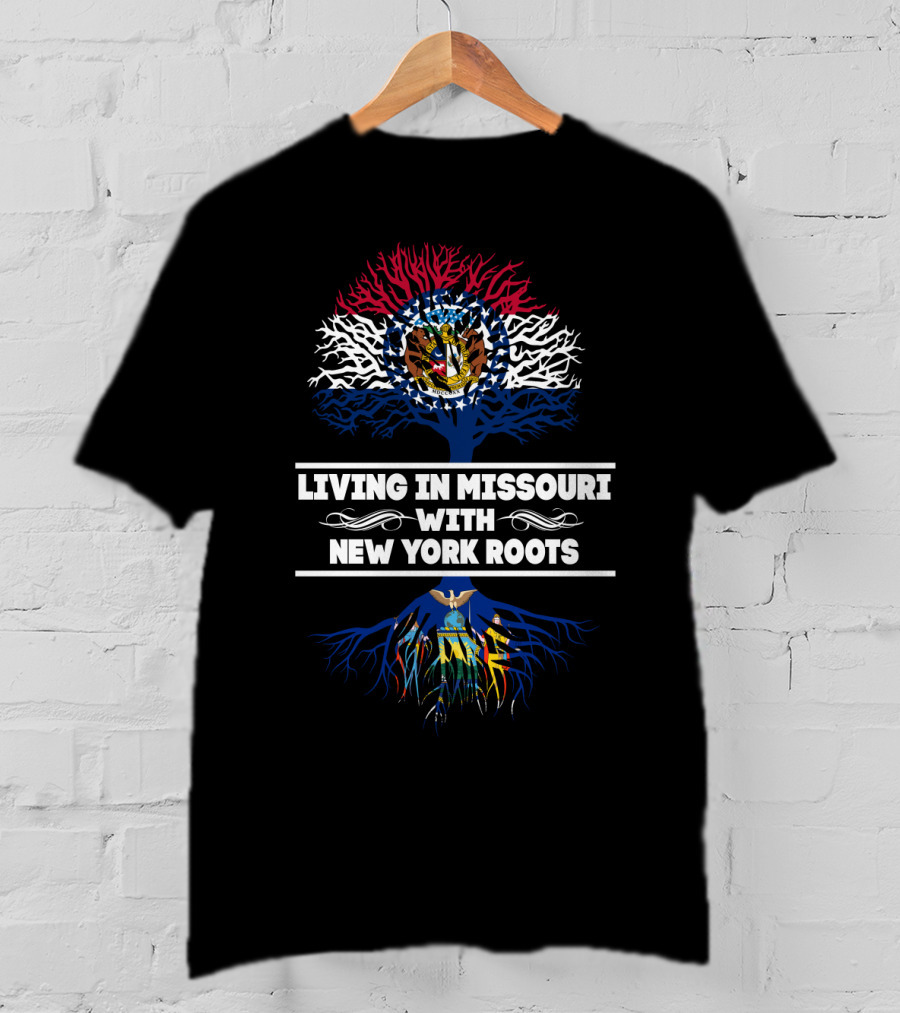 Missouri Pride With New York Roots Featuring State Flags And Symbolic Tree T-Shirt