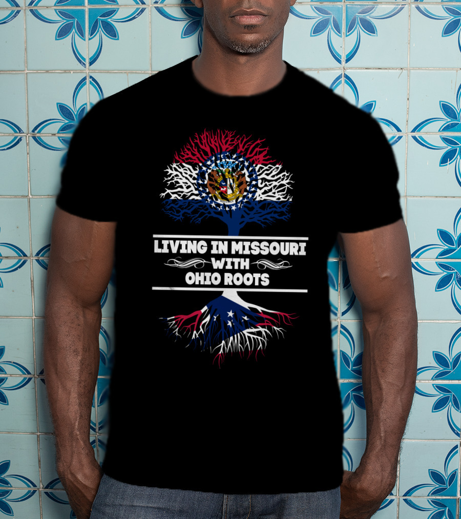 Missouri Pride With Ohio Heritage Symbolized By State Flag Tree Roots T-Shirt