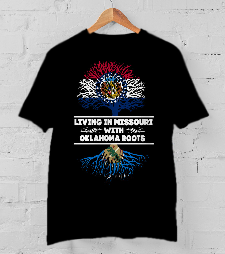 Missouri Pride With Oklahoma Heritage Tree Flag T-Shirt