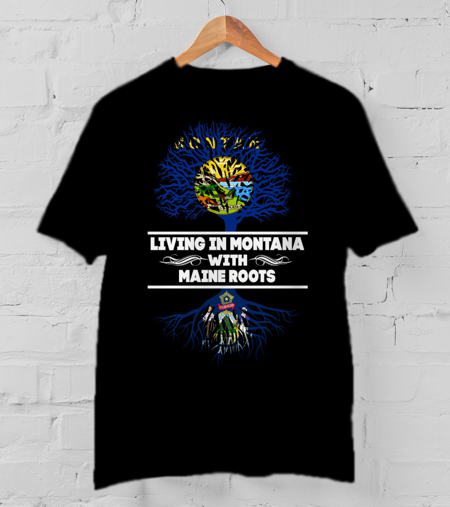 Montana Lifestyle Embracing Maine Heritage With State Symbols And Tree T-Shirt