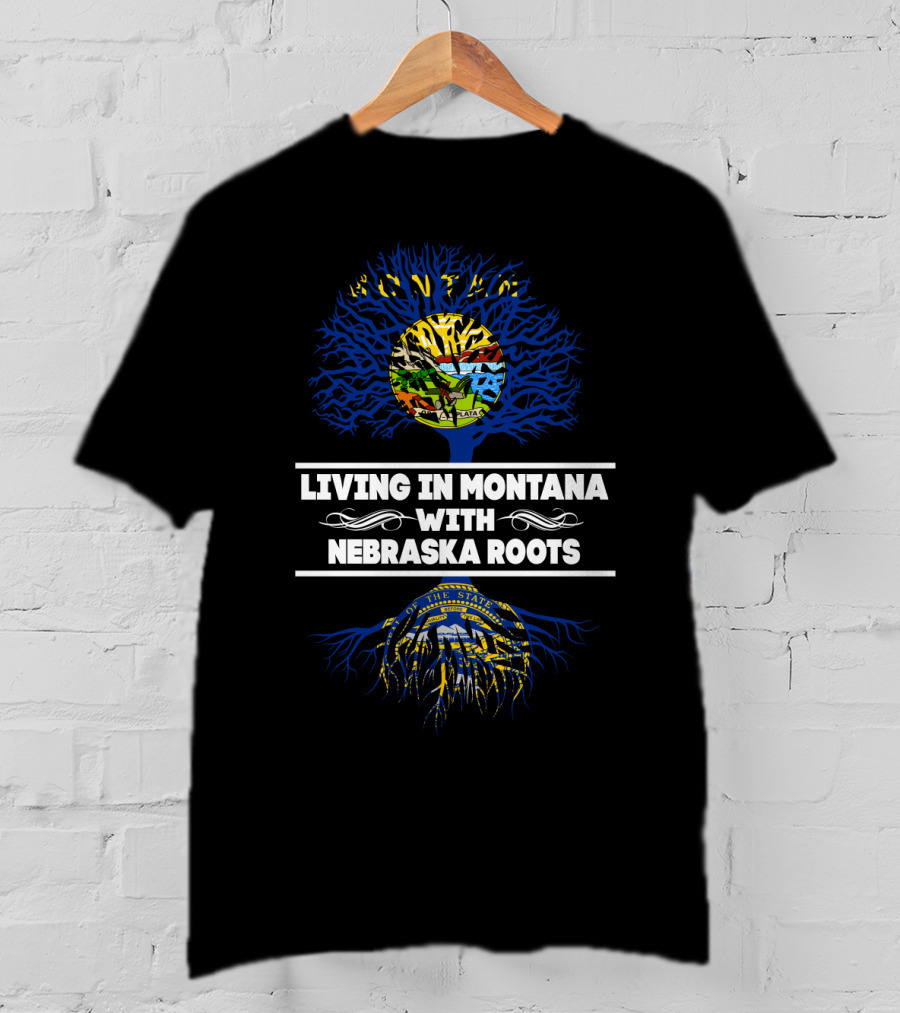 Montana Living Nebraska Roots Tree With State Seal Graphics T-Shirt