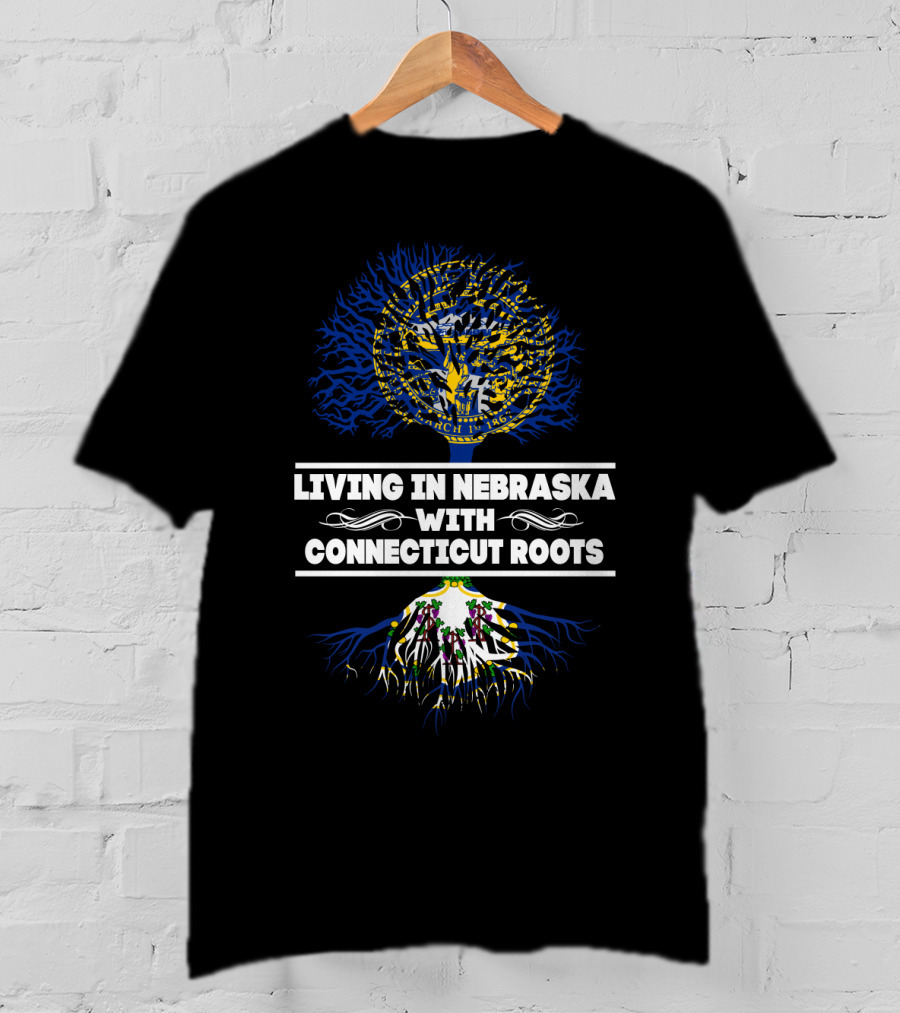 Nebraska Living With Connecticut Roots State Seal Tree T-Shirt