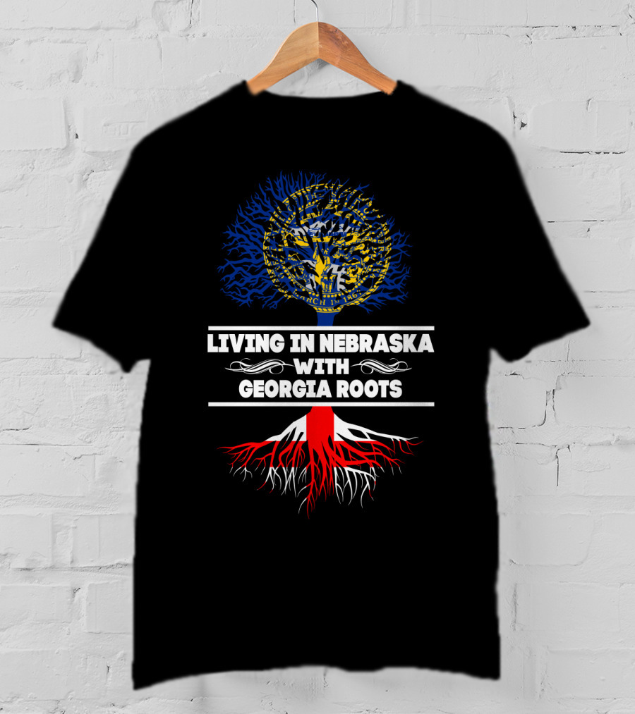 Living In Nebraska With Georgia Roots Nebraska State Seal Tree T-Shirt