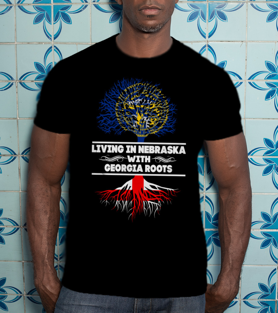 Living In Nebraska With Georgia Roots Nebraska State Seal Tree T-Shirt