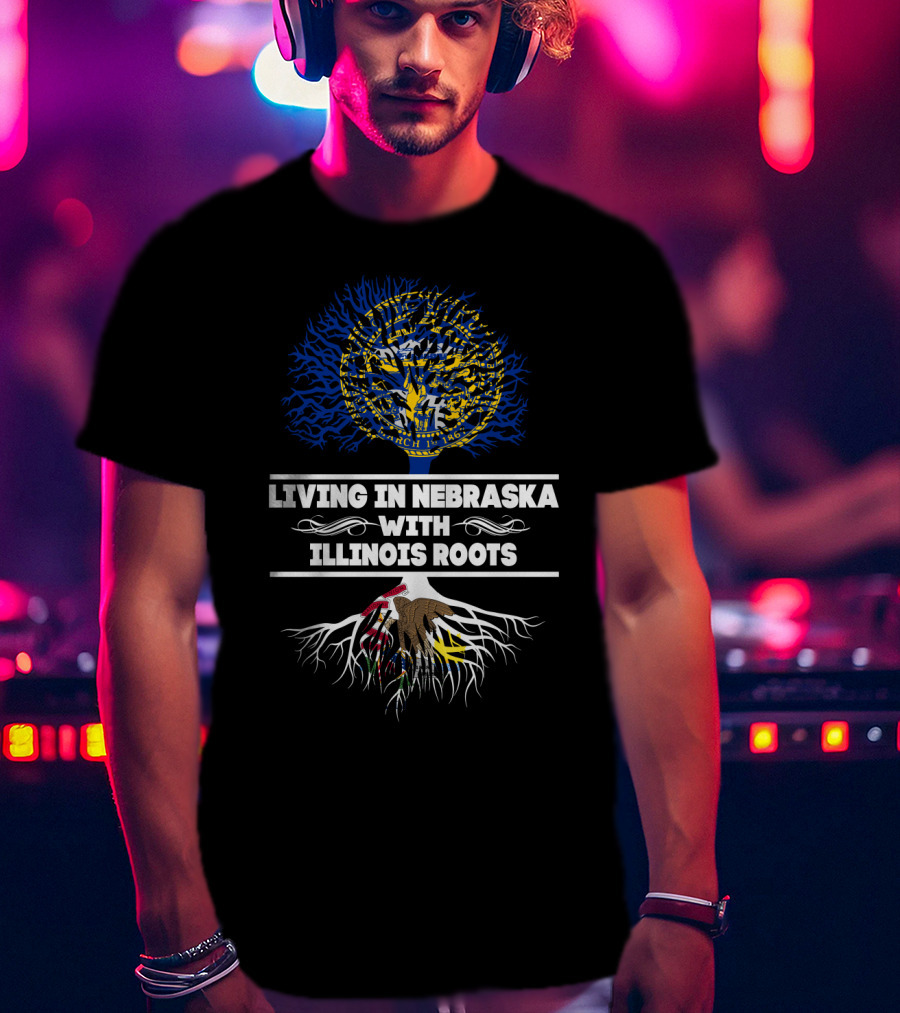 Nebraska State Pride Tree With Illinois Roots Emblem T-Shirt