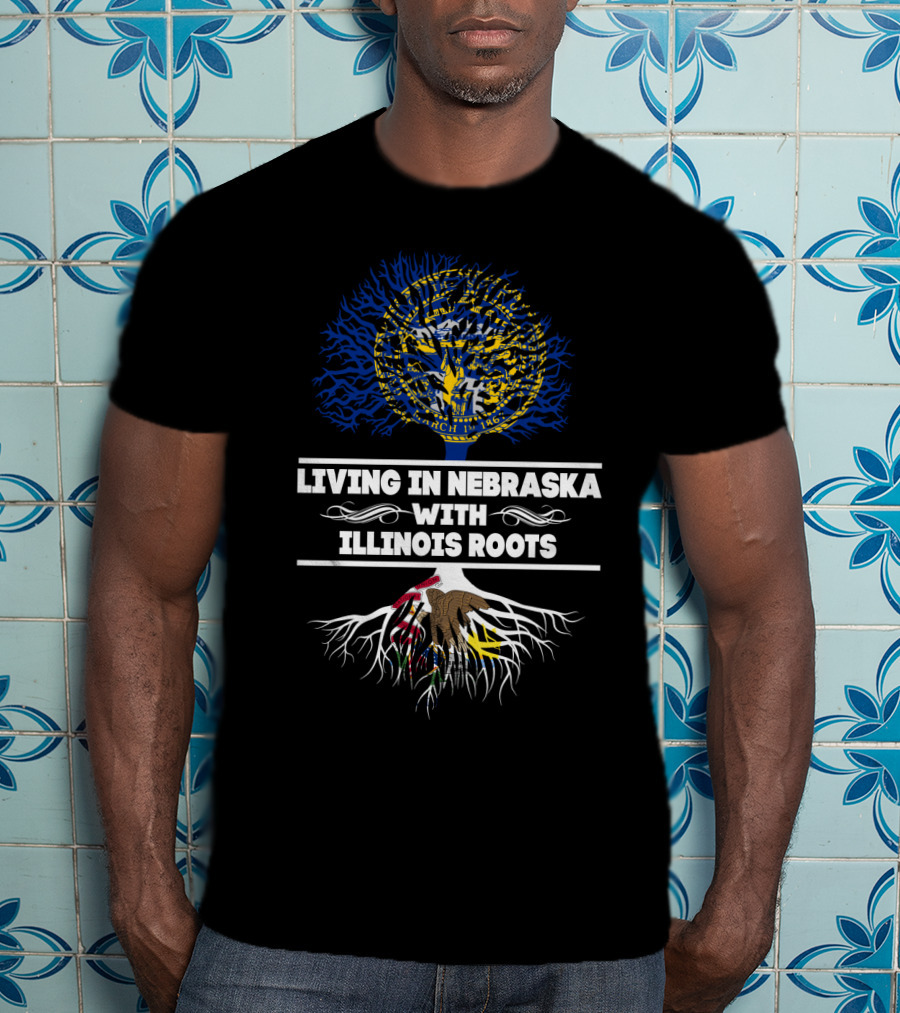 Nebraska State Pride Tree With Illinois Roots Emblem T-Shirt