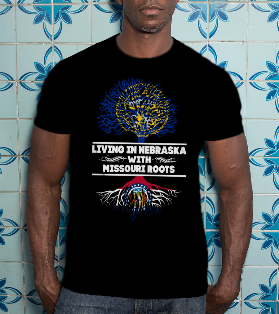 Nebraska Living With Deep Missouri Roots State Flag Tree T-Shirt