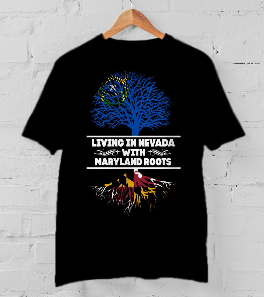 Nevada Pride Maryland Heritage State Flag Tree Roots T-Shirt