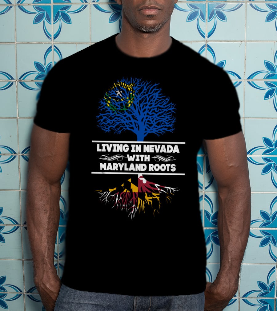 Nevada Pride Maryland Heritage State Flag Tree Roots T-Shirt
