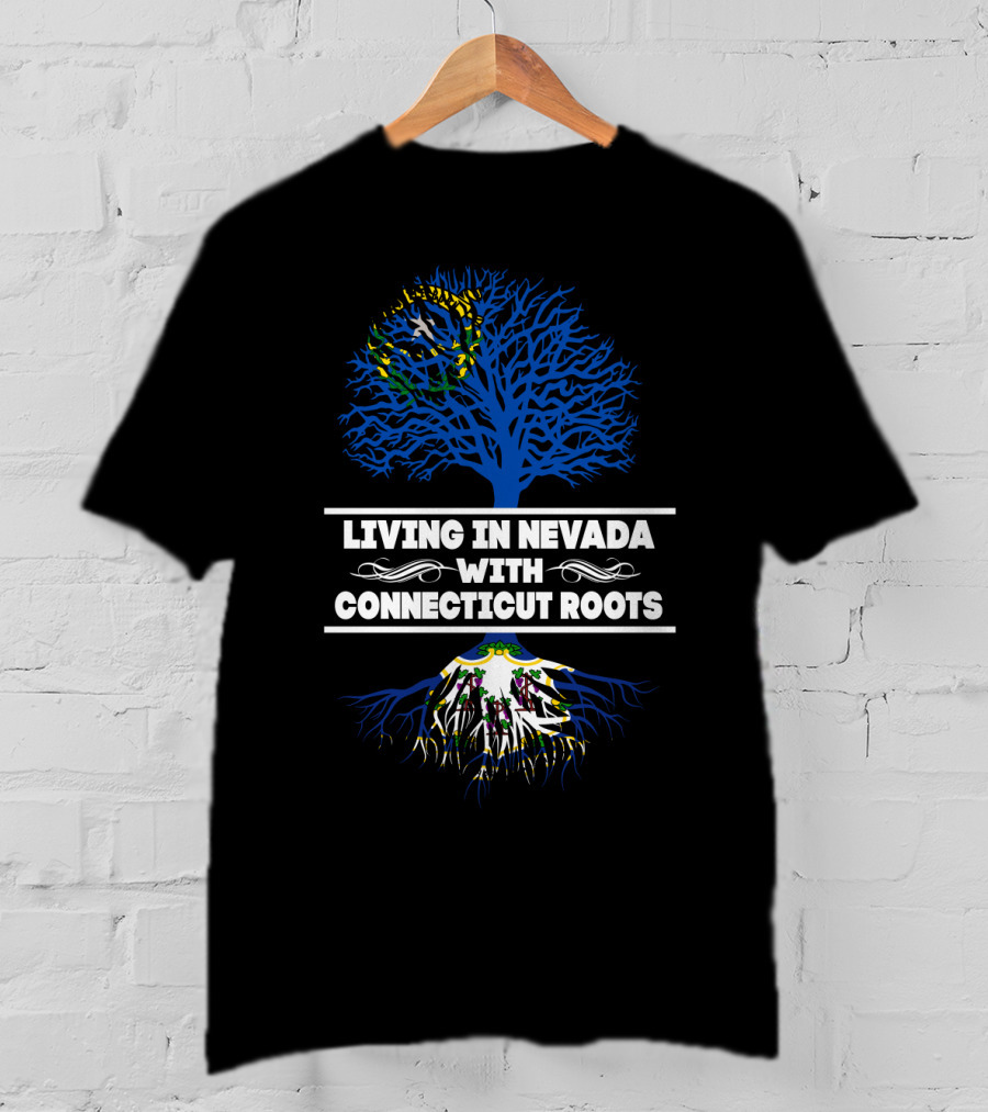 Living In Nevada With Connecticut Roots Brazil Flag Tree And Root T-Shirt
