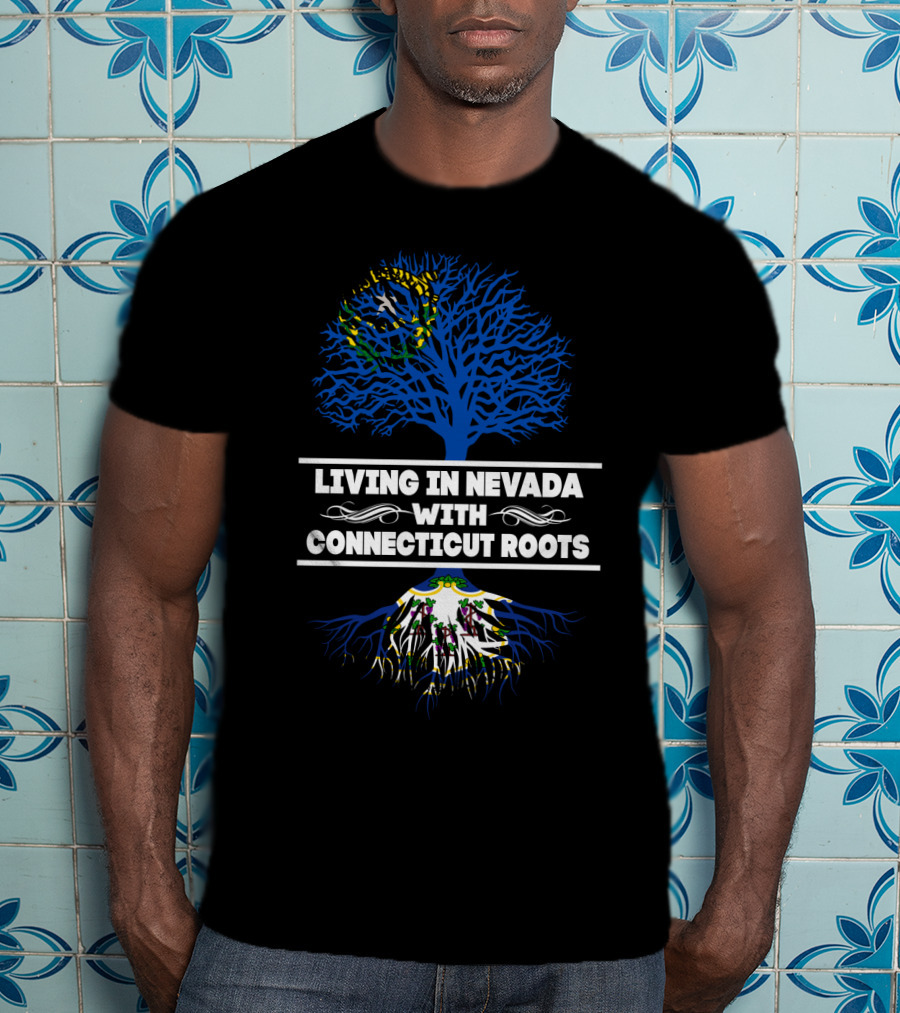 Living In Nevada With Connecticut Roots Brazil Flag Tree And Root T-Shirt