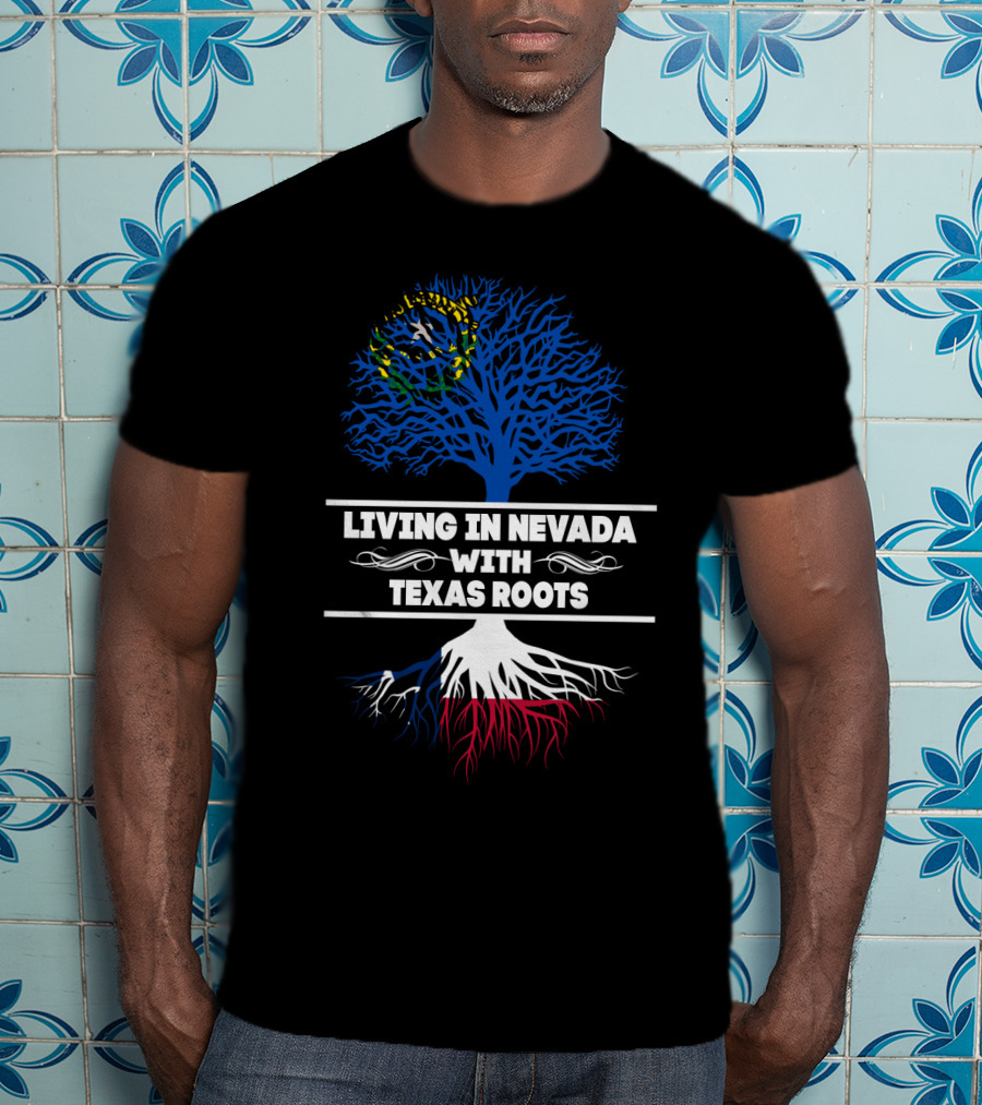 Nevada State Pride With Texas Flag Roots Tree T-Shirt